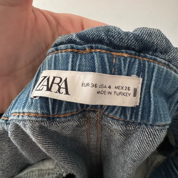 Zara Paperbag Elastic Waist‎ Wide Leg Baggy Balloon Jeans - Image 4