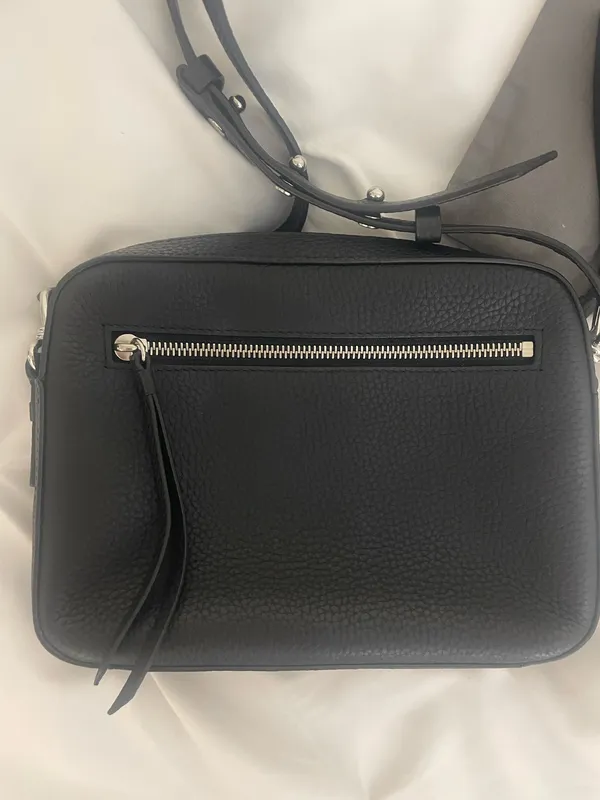 AllSaints Black Pebbled Leather crossbody camera bag - Image 4