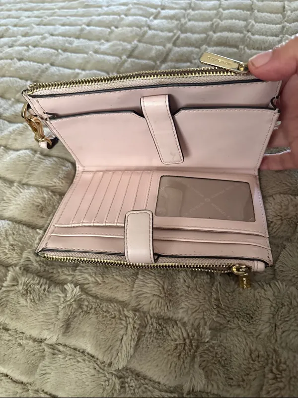 Michael Kors Pink & Brown Logo Wristlet Wallet - Image 2