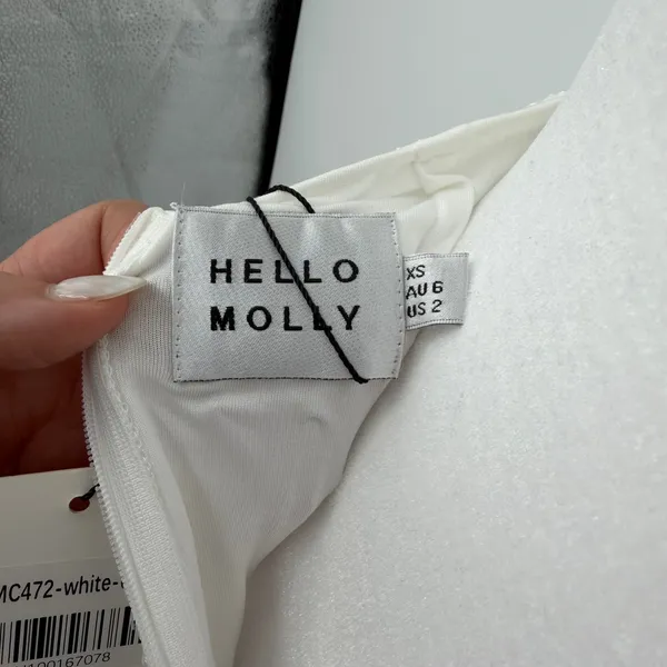 Hello Molly White Sequin‎ Cutout Midi Dress V-Neck Tie Back Formal Gown XS US 2 - Image 9
