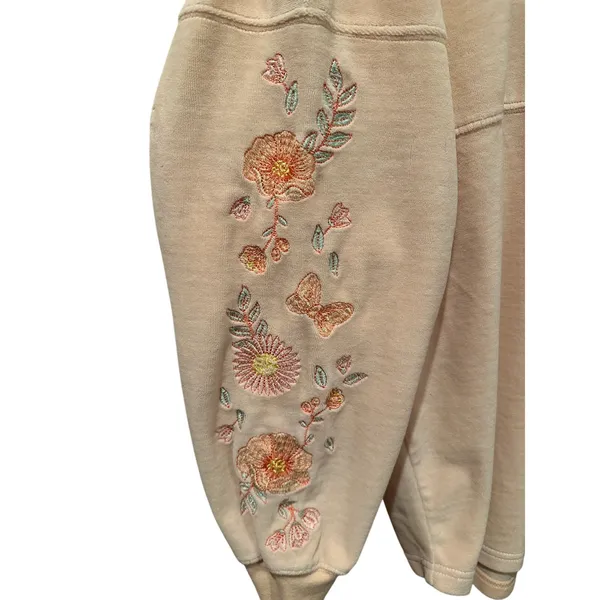 Disney Parks Peach Floral Sleeve Velour Embroidered Disneyland Spirit Jersey M - Image 7
