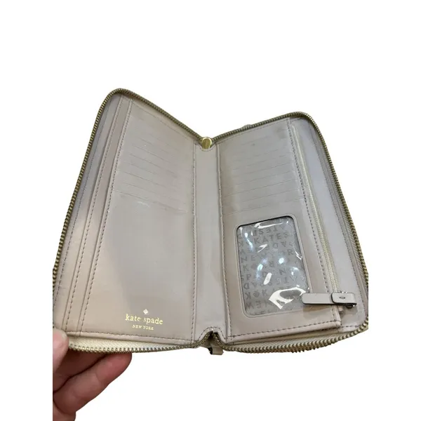Kate Spade New York Womens Tan Leather Wallet With Zip Closure & Card Slots 8x4 - Image 4