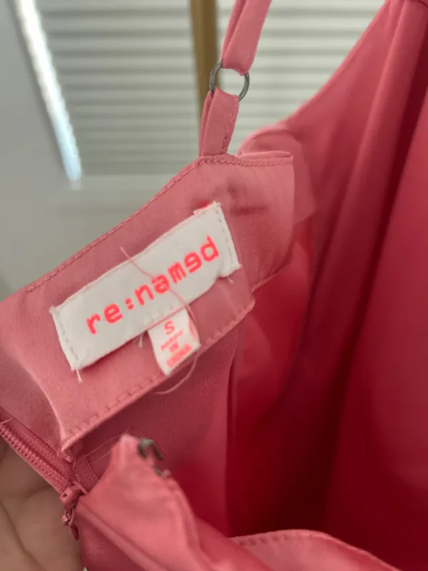 Pink Midi Re:named Baby Satin Dress - Image 3