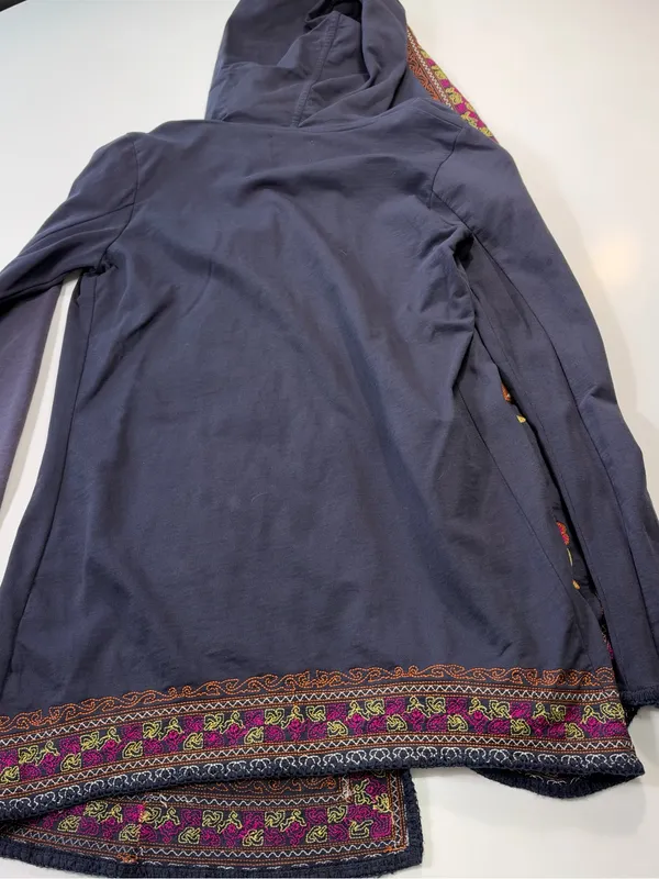 Lucky Brand Lucky Lotus Navy Embroidered Hooded Longline Jacket - Image 11