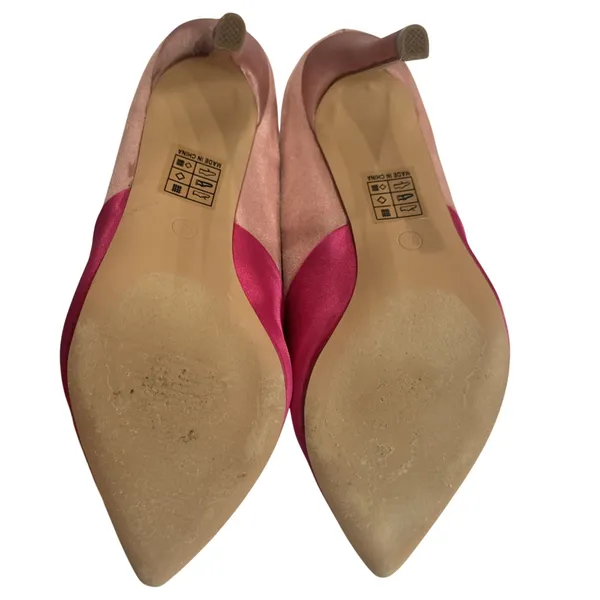 Lulus Lumii Satin Color Block Pumps Fuchsia Pink Blush Pointed Toe Heels sz 6.5 - Image 12