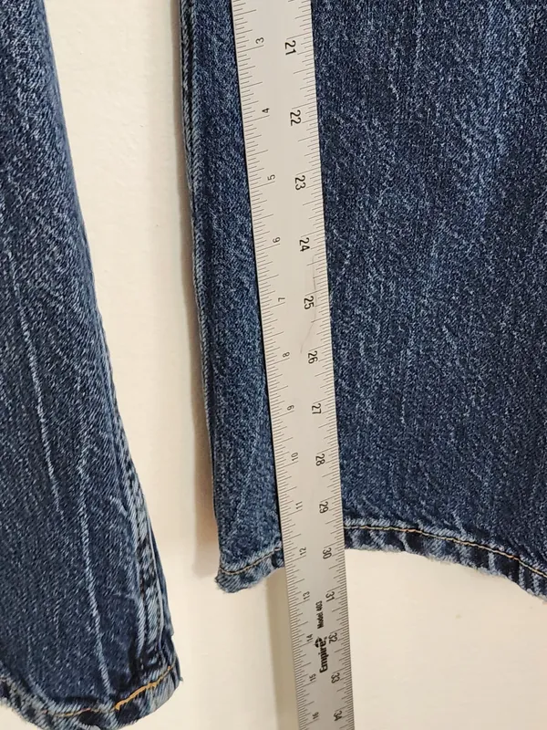 Zara Medium Wash Bootcut Denim Jumpsuit Size Medium - Image 9