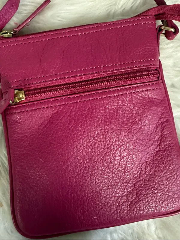 Talbots Pink Leather Crossbody Bag Gold Hardware Compact Purse - Image 6