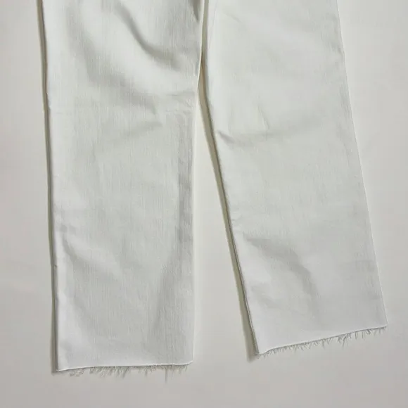 NWT!! J. CREW Curvy Slim Wide Denim Jeans Solid White Raw Hems Stretch‎ Size 27 - Image 9