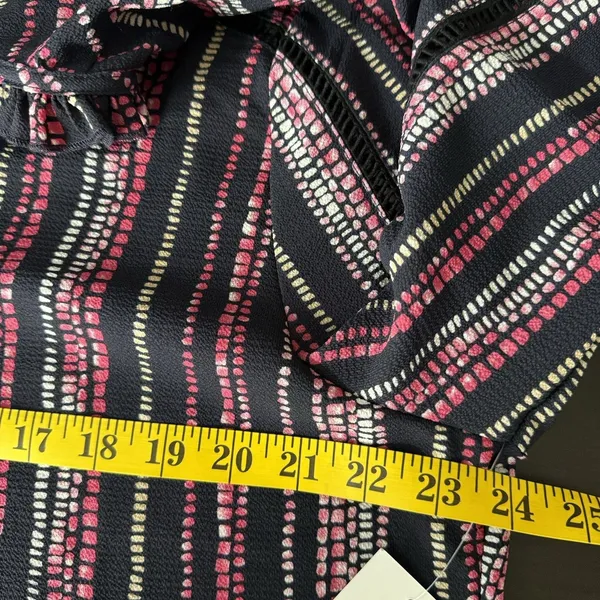 Tea Please Peasant Womens 1X Pink Black dots Balloon Sleeves Boho Blouse Top - Image 8