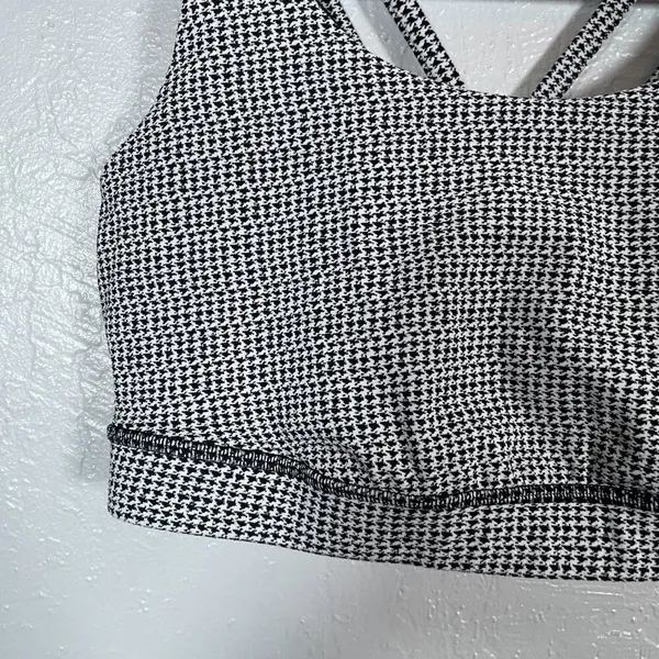 Lululemon Women 12 White Black Houndstooth Energy Sports Bra Athletic Workout - Image 2