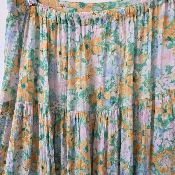 Billabong X Sun Chasers Rave Maxi Skirt Pastel Floral Watercolor Tiered XL - Image 7