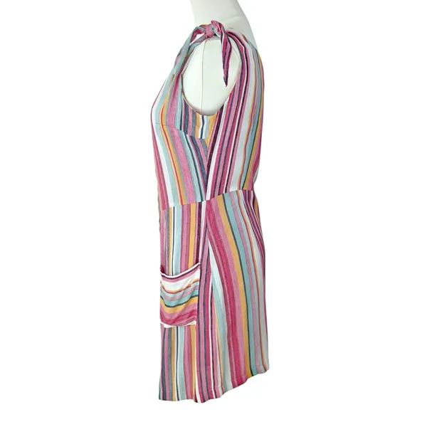 Showpo. Aussi Striped Button Down Tie Strap Summer Beach Lined Dress - Image 4