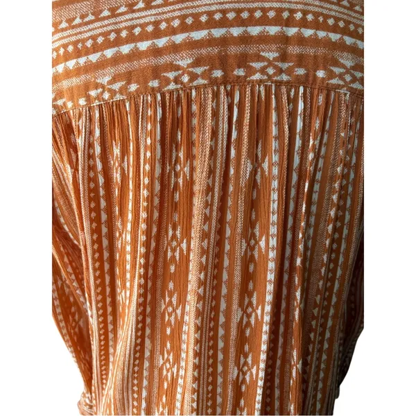 Vanilla Star Rust Orange Tribal-Print Button Front Blouse - Image 3