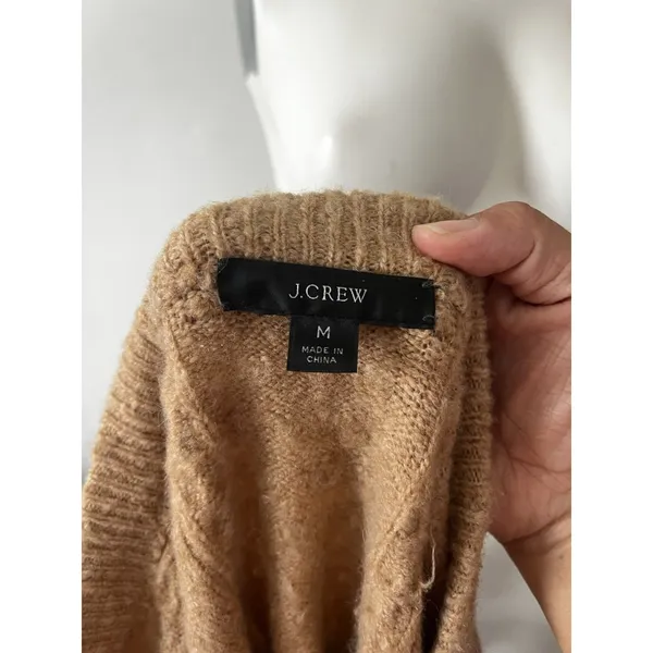 Jcrew Womens Sweater M Tan Cable Knit Bobble Preppy Academic Ivy League Twee - Image 2