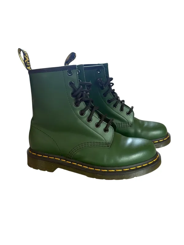 Dr Martens Air Cushioned 1460 8 Hole Green Leather Combat Ankle Boots Womens 7 - Image 2