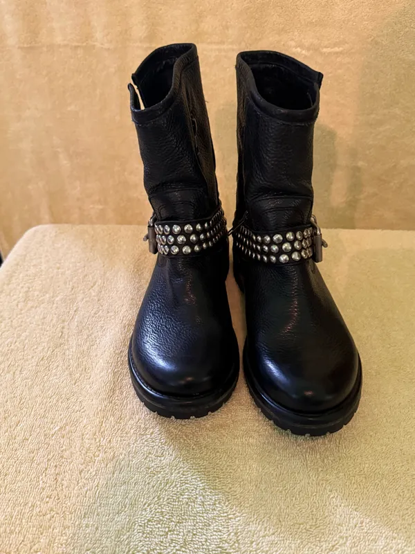 Steve Madden Boots Ankle Leather Black Moto - Image 14