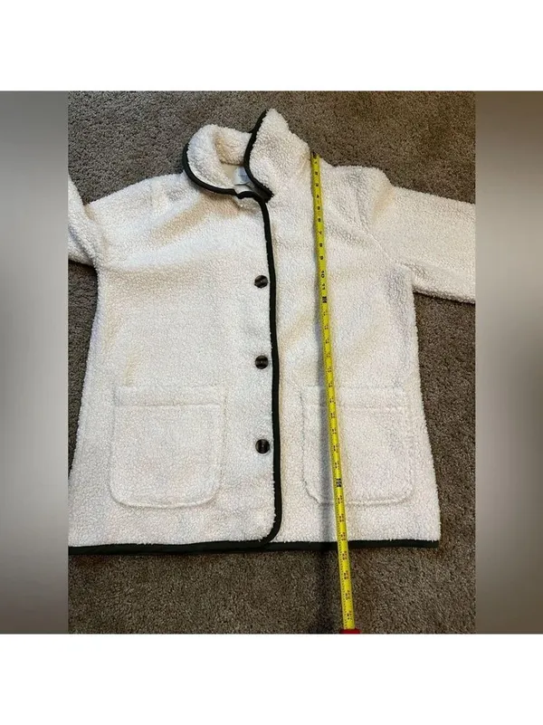 Lucky Brand White Sherpa Button Up Jacket Small - Image 10