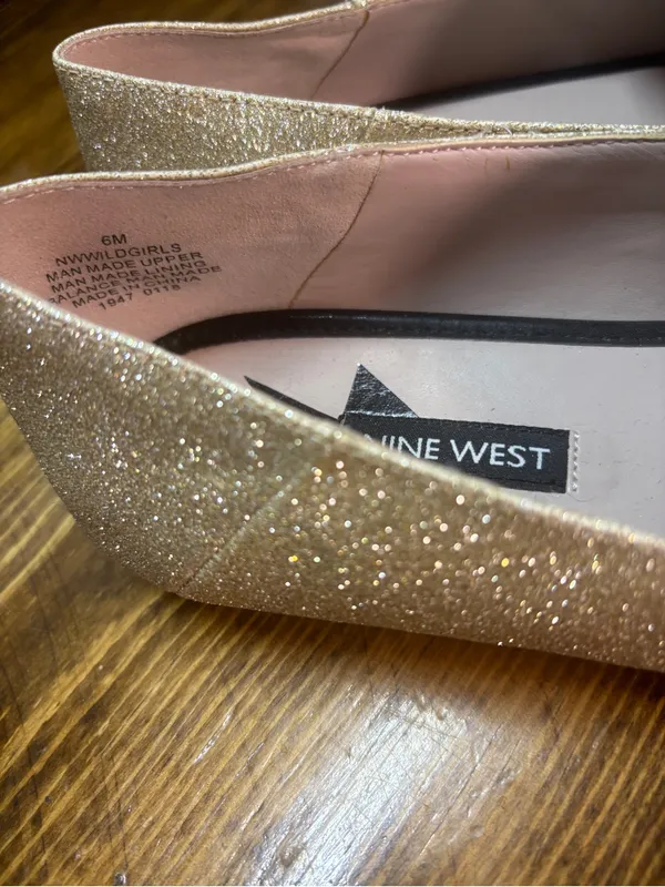 Nine West Wildgirls Gold Glitter Lighting Bolt‎ Loafers Size 6 - Image 6