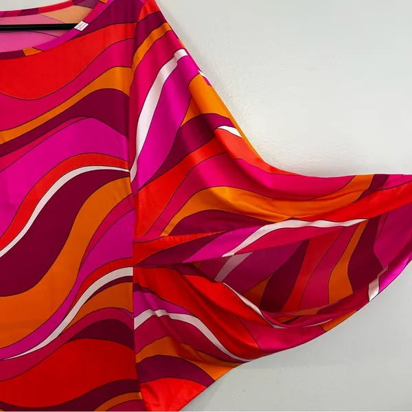 NWT Trina Turk Vivid Vista Pink/Orange Cover Up Mini Swim Tunic Dress Size Small - Image 8