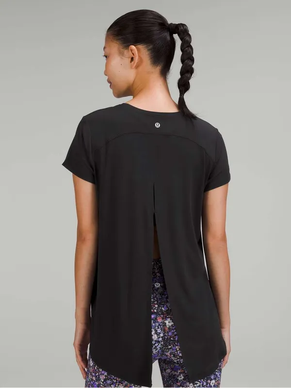 Lululemon Modal Open Up Tied Back T-shirt Black activewear yoga Pilates gym 8 - Image 2