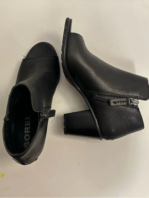 Sorel Nadia NL2842-010 Ankle Boot Peep Toe Woman’s Black Leather Size 9.0 - EU40 - Image 9