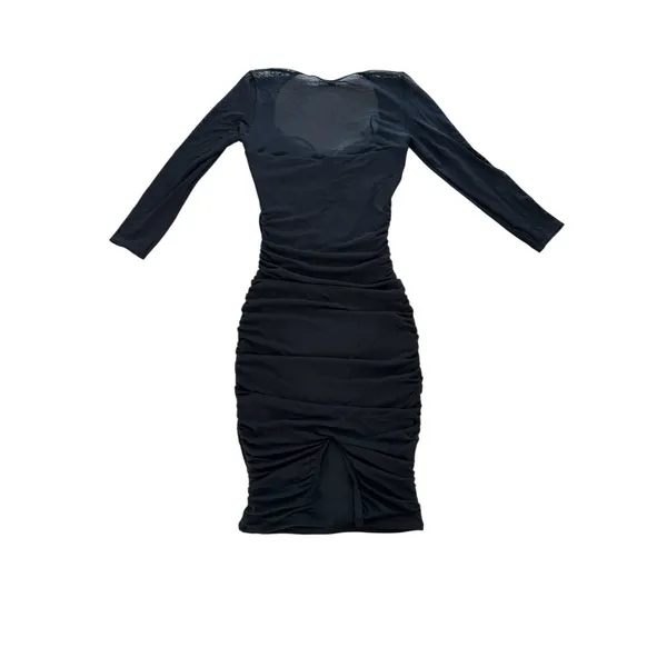 NWT Oh Polly Bodycon Ruched Mesh Dress‎ Black Halter Cut Out Rhinestone US 6 - Image 5