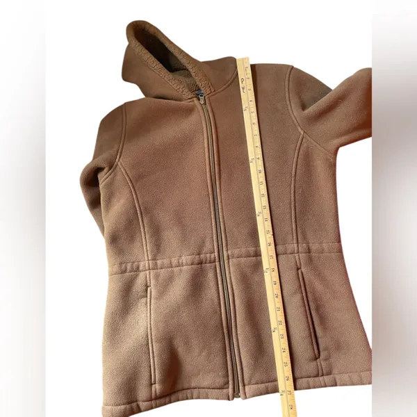 LANDS' END Brown Fleece Sherpa-Lined Hooded Jacket Coat - Size Small - Image 15