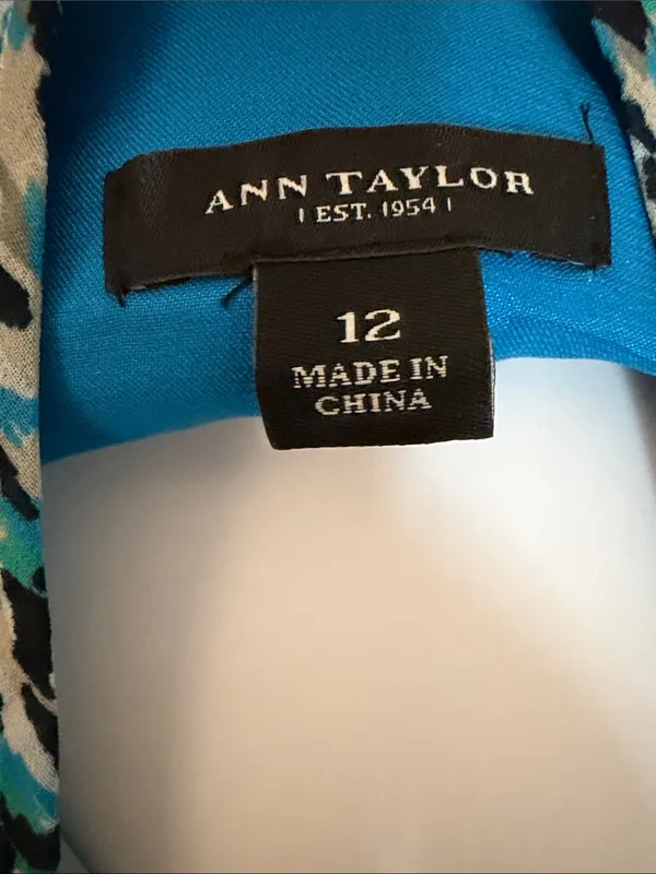 Ann Taylor Blue Gradient Leopard Print V-Neck Dress - Image 2