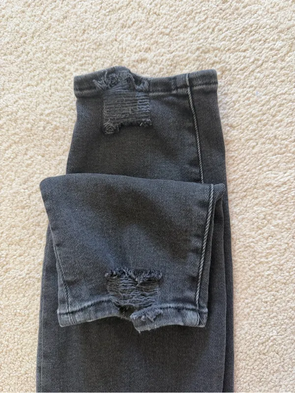 Good American Good Legs Skinny‎ Jeans Black Distressed Hem Size 10/30 - Image 6