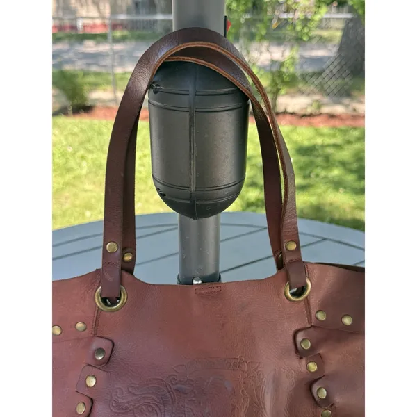 Nine West Vintage America Brown Leather Tote Studded Boho Shoulder Bag Handbag - Image 6