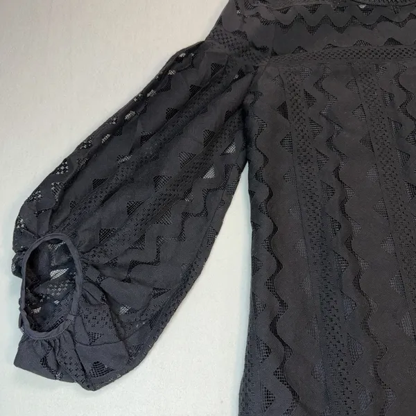 Laundry by Shelli Segal black lace long-sleeve mini Dress SIZE 4 - Image 5