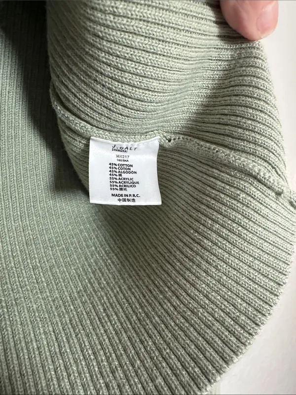 NEW John Galt Crop Sweater Brandy Melville Sage Green Ribbed V-Neck Button - Image 5