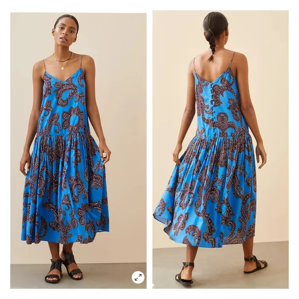 Anthropologie Flounced Paisley Midi Dress Size M - Image 2