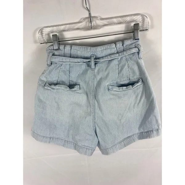 American Eagle Striped Tie Waist Blue Paperbag Shorts Size 6 - Image 5