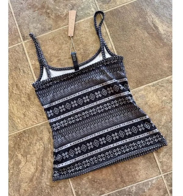 Skims Logo Plush Pointelle Cami Onyx Mirror Fairisle Size Medium - Image 10