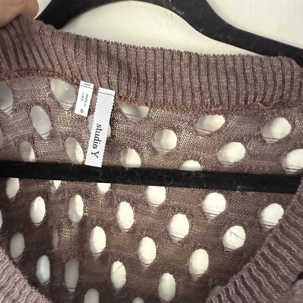 Studio Y Y2k Small Brown Short Sleeve Open‎ Knit Pullover Going Out Top - Image 5