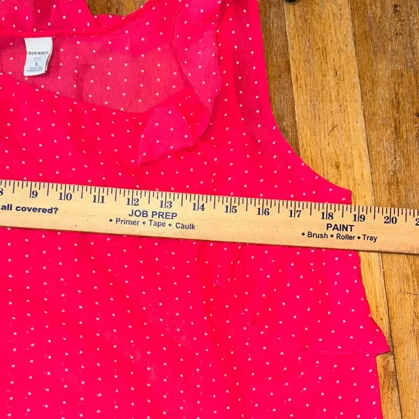 Old Navy Red Sleeveless Polka Dot Tank Top Sheer‎ Size L - Image 6