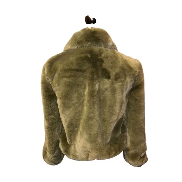NWT Lucy Paris Esmeralda Faux Fur Jacket Olive M - Image 4