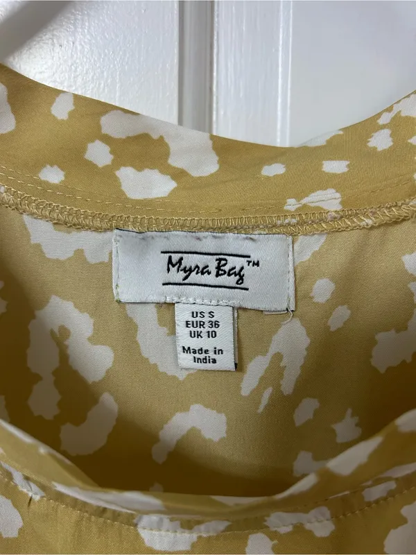 Myra Bag Yellow and White Leopard Tiered Mini Dress - Image 3