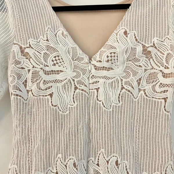 Lulus Sweet Messages White Embroidered Lace Half Sleeve Mini Dress Size S - Image 10