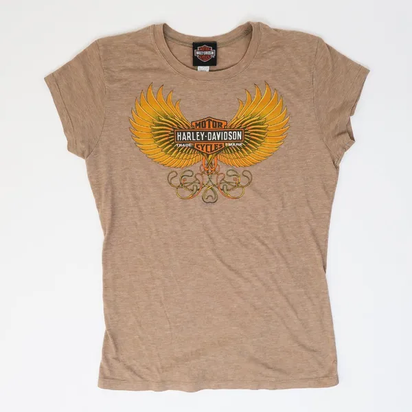 Y2K 2010 Harley Davidson Shirt Tan Size L - Image 3