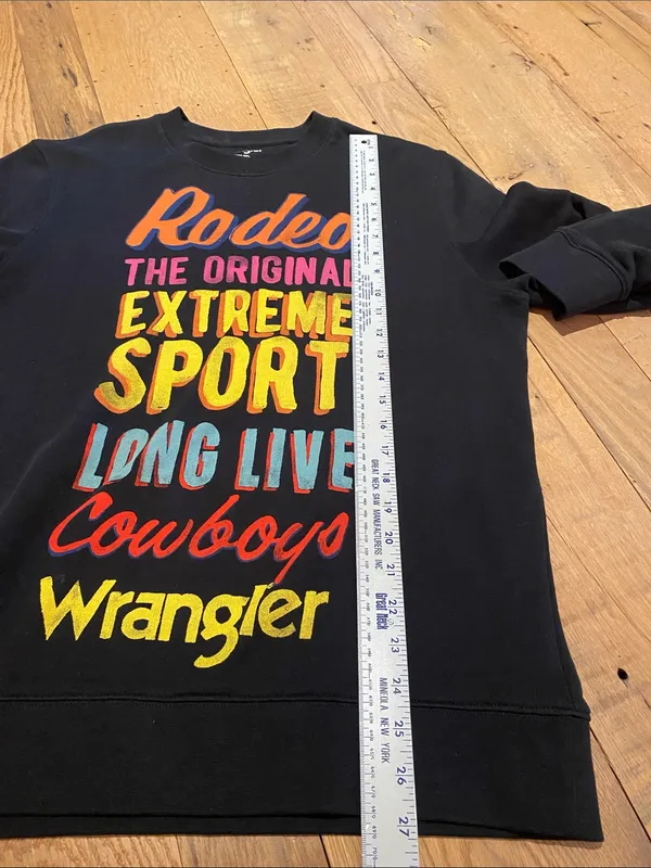 Wrangler Organic Cotton Crew Graphic Western Rodeo Cowboys Sweatshirt Size M - Image 7