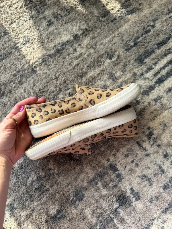 Keds Leopard Print Slip-On Sneakers in Tan, Black & Brown - Image 7
