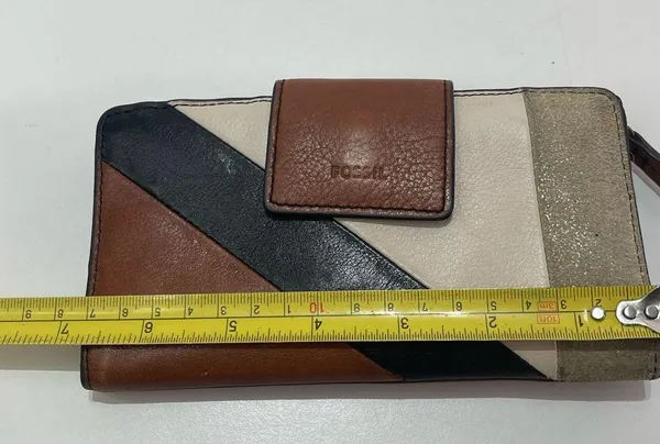 Fossil Leather Wallet Multi Color Brown Black Snap Card Holder Coin Zip Purse - Image 3
