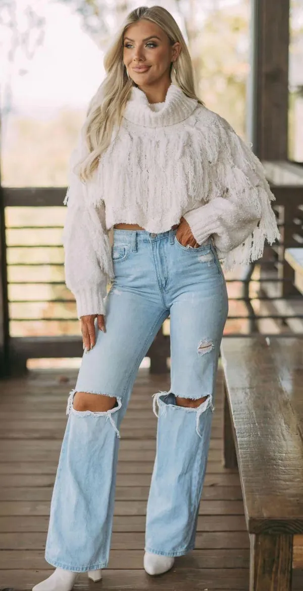 These Three Shaggy Turtle Neck Crop Sweater  - Image 4