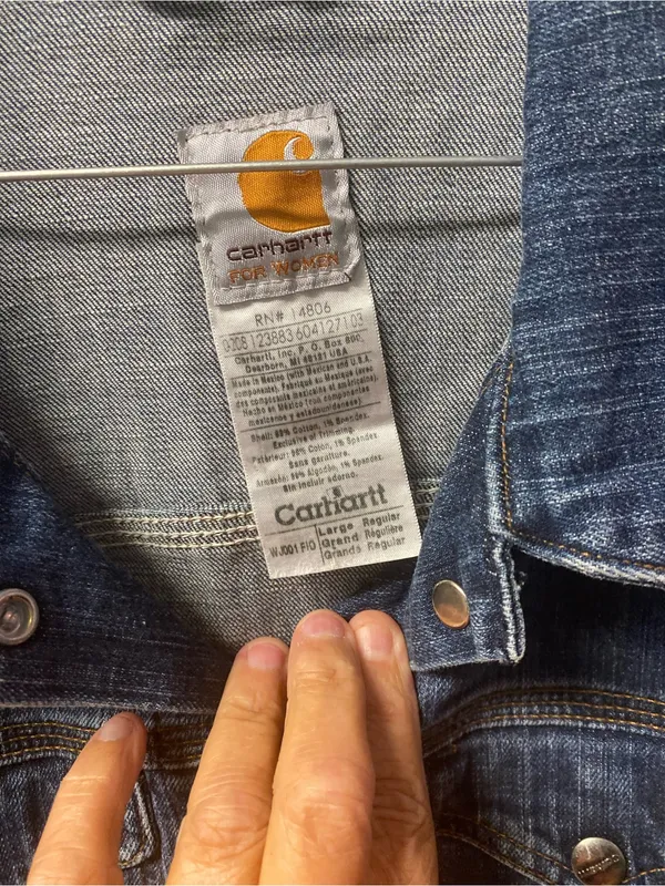 Carhartt Women's Dark Blue Denim Trucker Jacket - Image 5