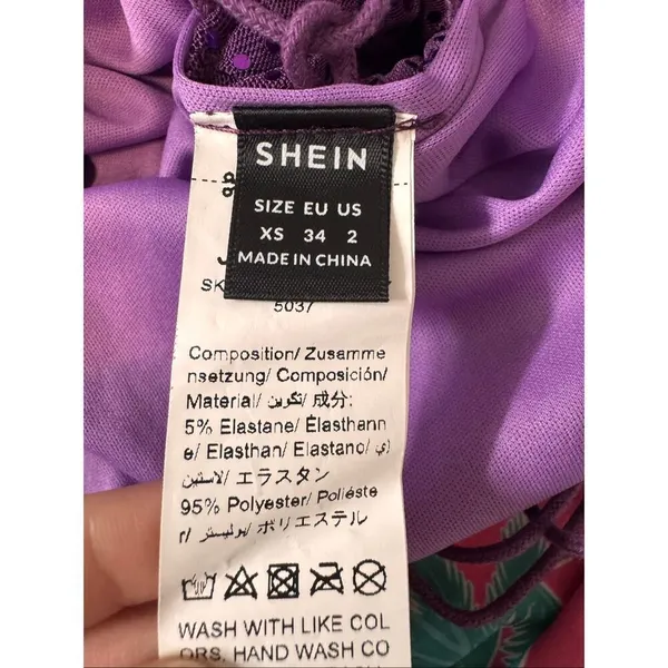 Purple Sequin Bodycon Mini Dress XS Strapless Lace Up Side Party Club - Image 4