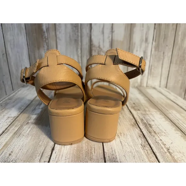J. Jill‎ Ariane Taupe Leather Open Toe Block Heel Sandals Size 8 - Image 6