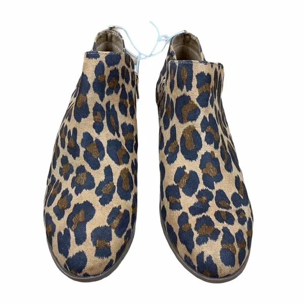 Old Navy NEW Size 8 Faux-Suede Tulip-Cutout Leopard Booties Chic Animal Print - Image 2