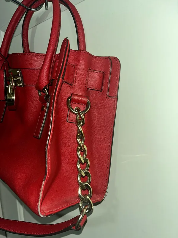 Michael Kors Hamilton Satchel Red grained leather. - Image 3